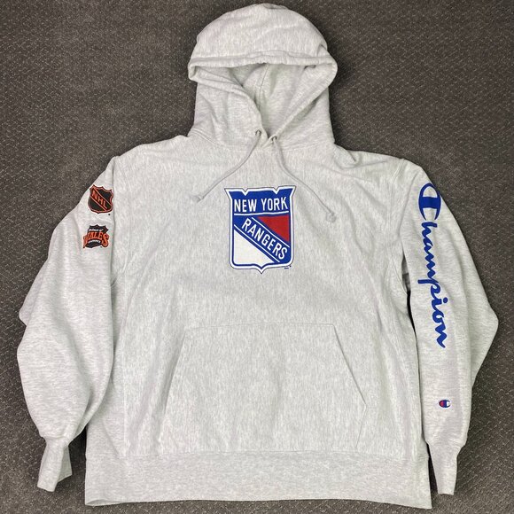 New York Rangers Champion Reverse Weave Hoodie Men's XL Gray Sweatshirt NHL - Picture 1 of 13